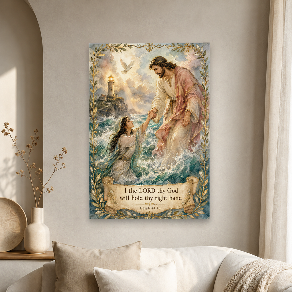 Lifted From The Waves Canvas Wall Art - Christian Wall Art, scale reference