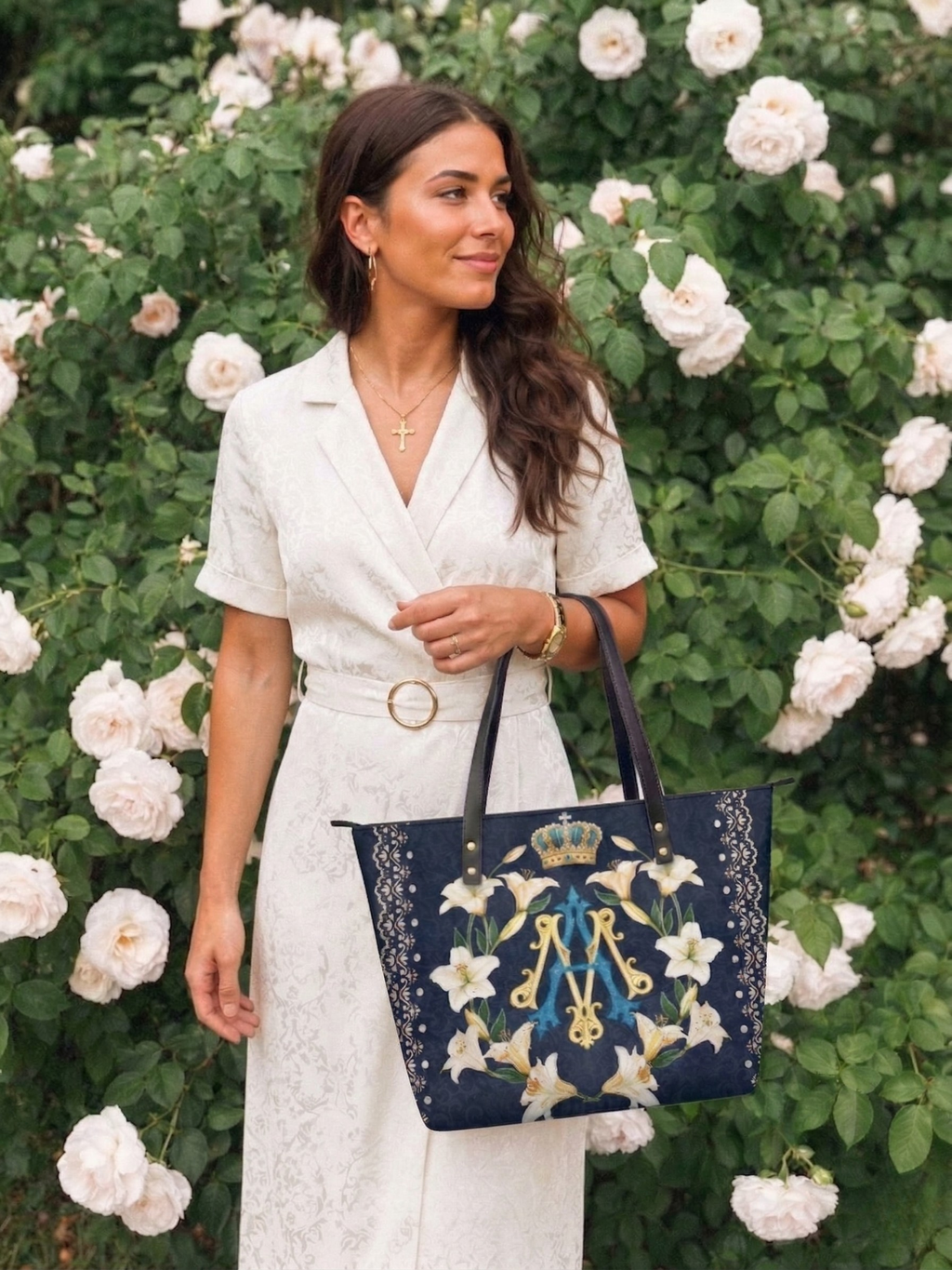 "Lilium Mariae" Leather Tote Bag