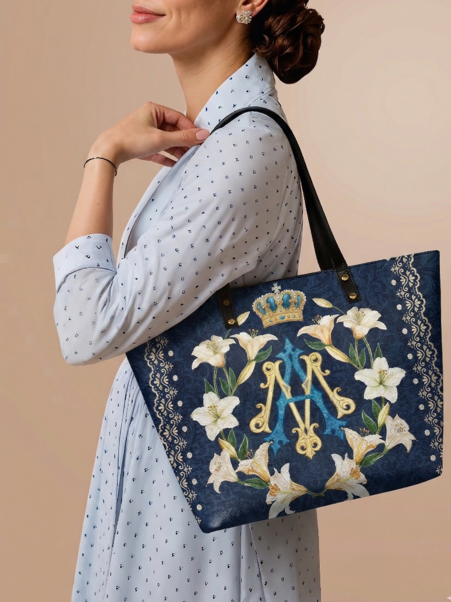 "Lilium Mariae" Leather Tote Bag