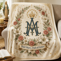 Lilies Around Her Crown Fleece Blanket - Christian Blanket, front view