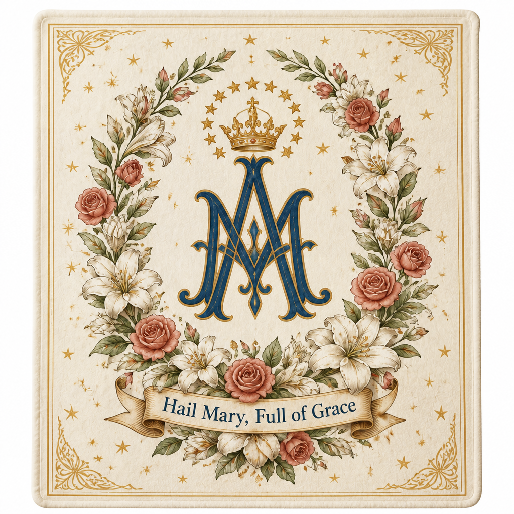 Lilies Around Her Crown Fleece Blanket - Christian Blanket, detail view