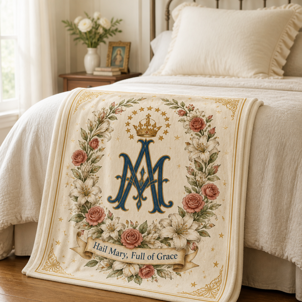 Lilies Around Her Crown Fleece Blanket - Christian Blanket, styled in the home