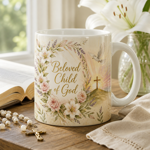 Lilies At First Light Ceramic Mug - Christian Coffee Mug, front view