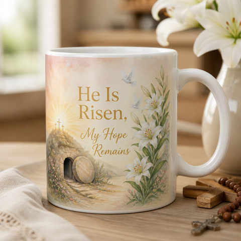 Lilies At The Empty Tomb Ceramic Mug - Christian Coffee Mug, front view