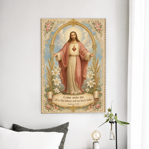Lilies of the Sacred Heart Canvas Wall Art - Christian Wall Art, front view