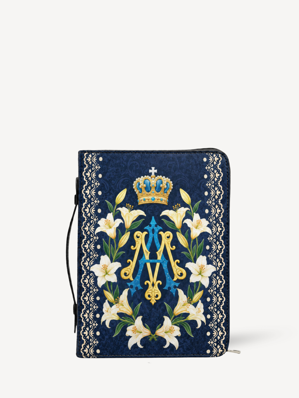 Lilium Mariae Bible Cover - Leather Bible Cover, front view