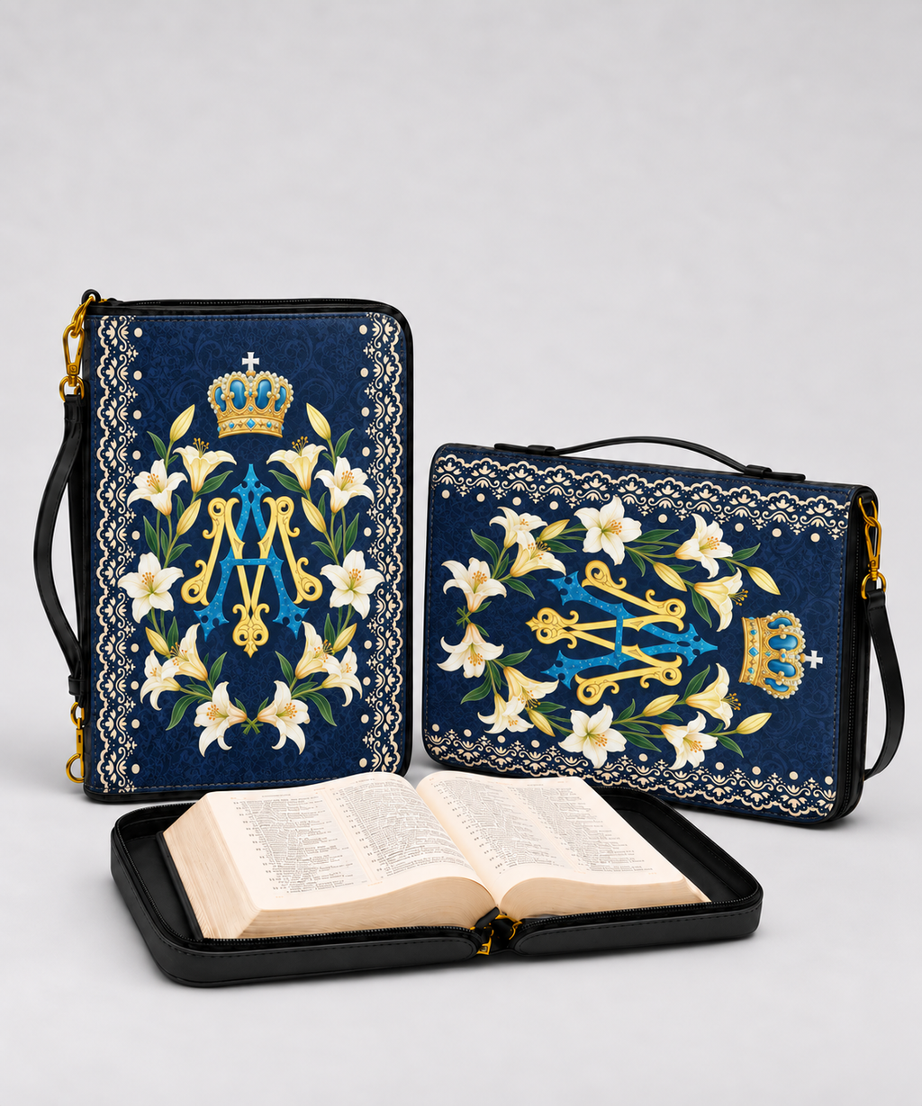 Lilium Mariae Bible Cover - Leather Bible Cover, detail view