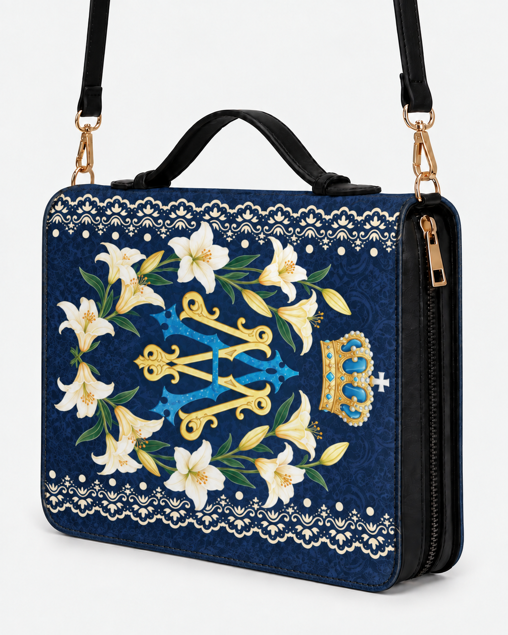 Lilium Mariae Bible Cover - Leather Bible Cover, styled in the home