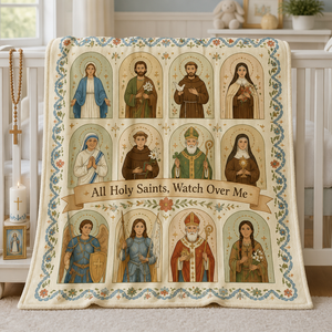 Little Communion Of Saints Fleece Blanket - Christian Blanket, front view