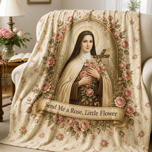 Little Flower Rose Shower Fleece Blanket - Christian Blanket, front view
