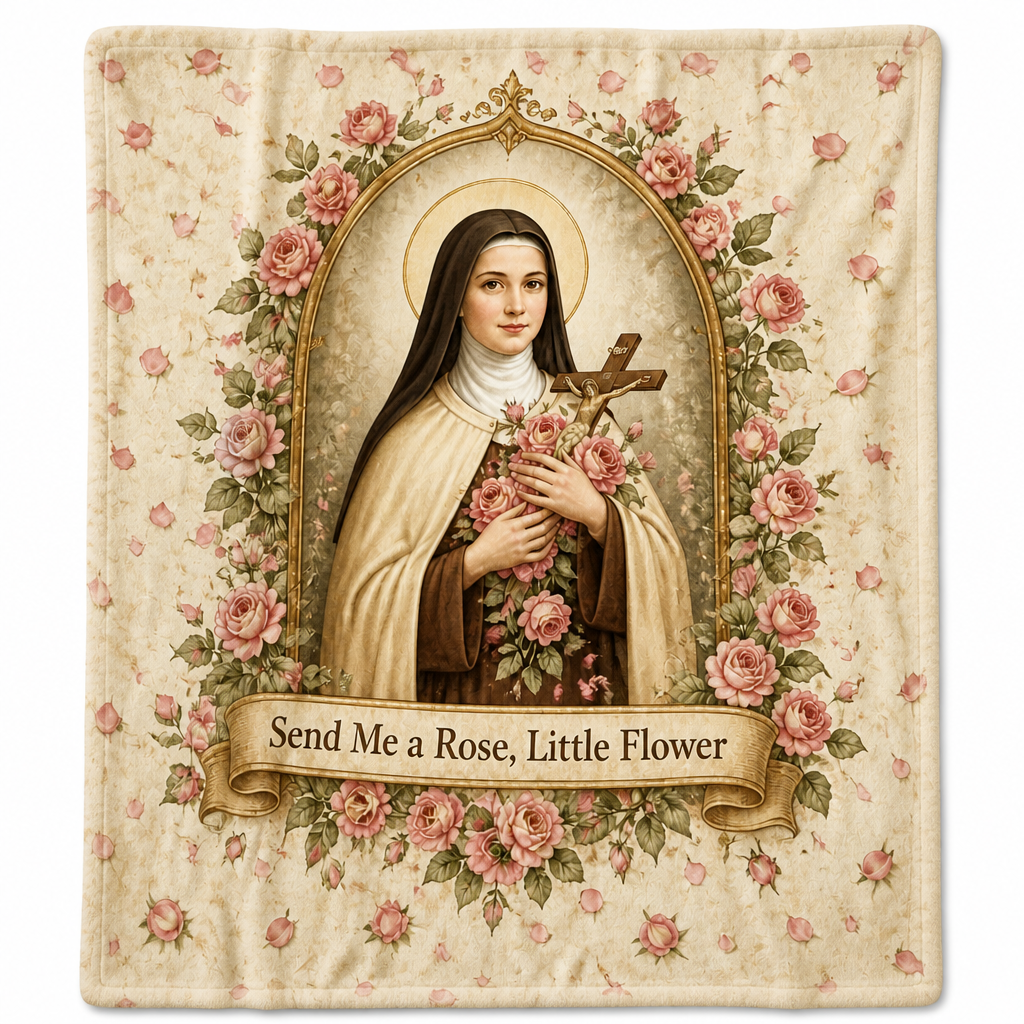 Little Flower Rose Shower Fleece Blanket - Christian Blanket, detail view