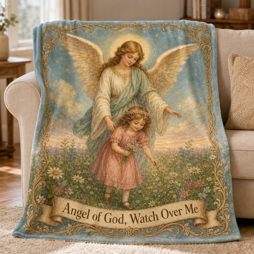 Little One Under Wings Fleece Blanket - Christian Blanket, front view
