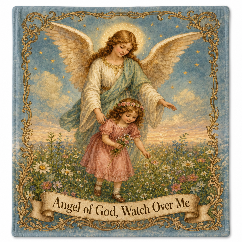 Little One Under Wings Fleece Blanket - Christian Blanket, detail view