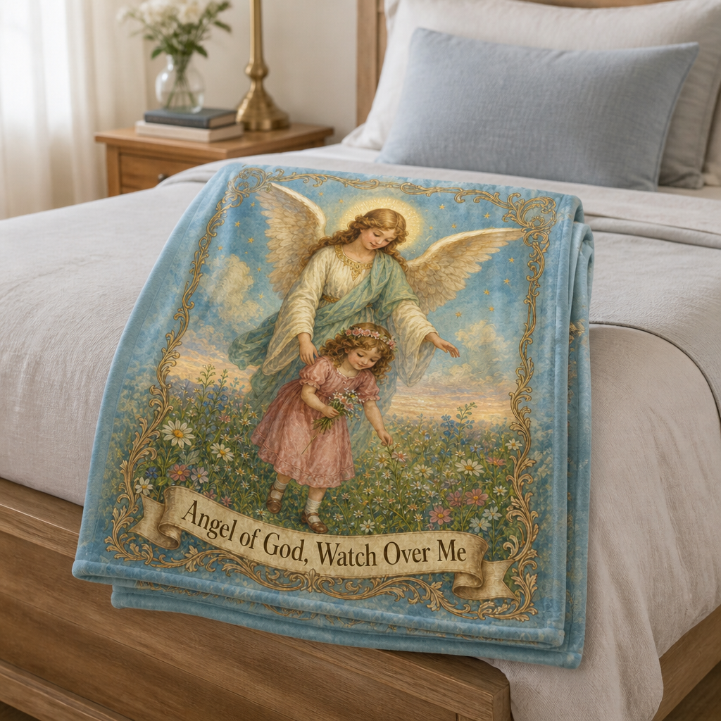 Little One Under Wings Fleece Blanket - Christian Blanket, styled in the home
