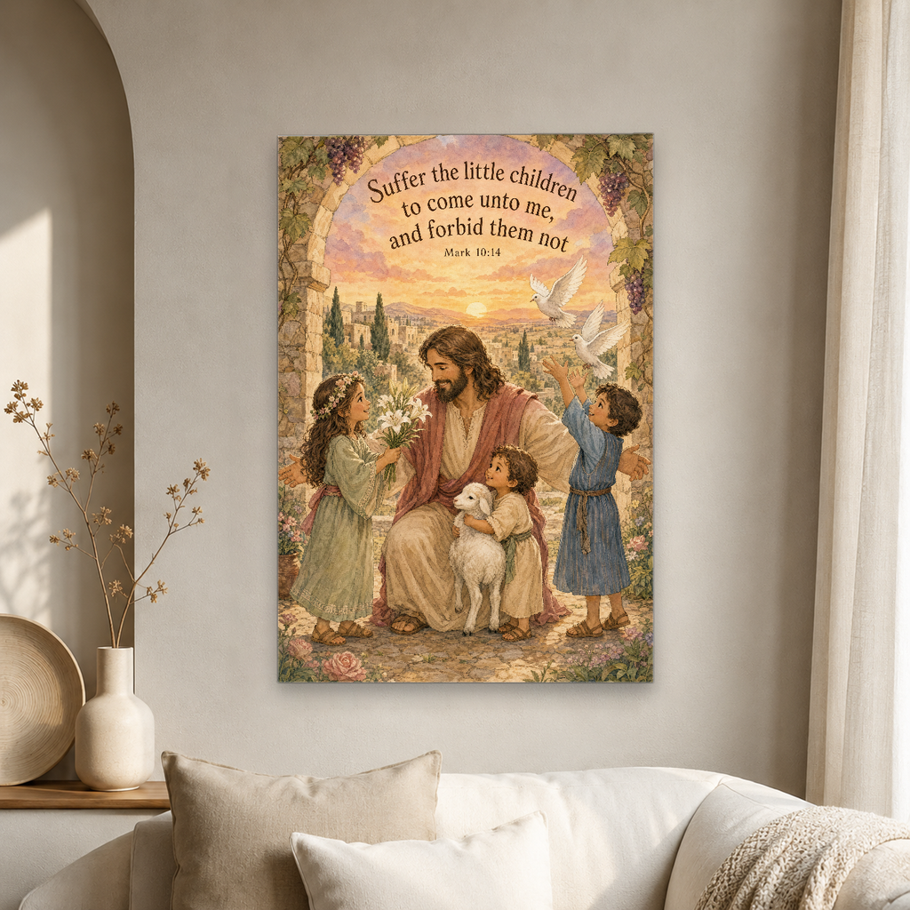 Little Ones at the Gate Canvas Wall Art - Christian Wall Art, gift presentation