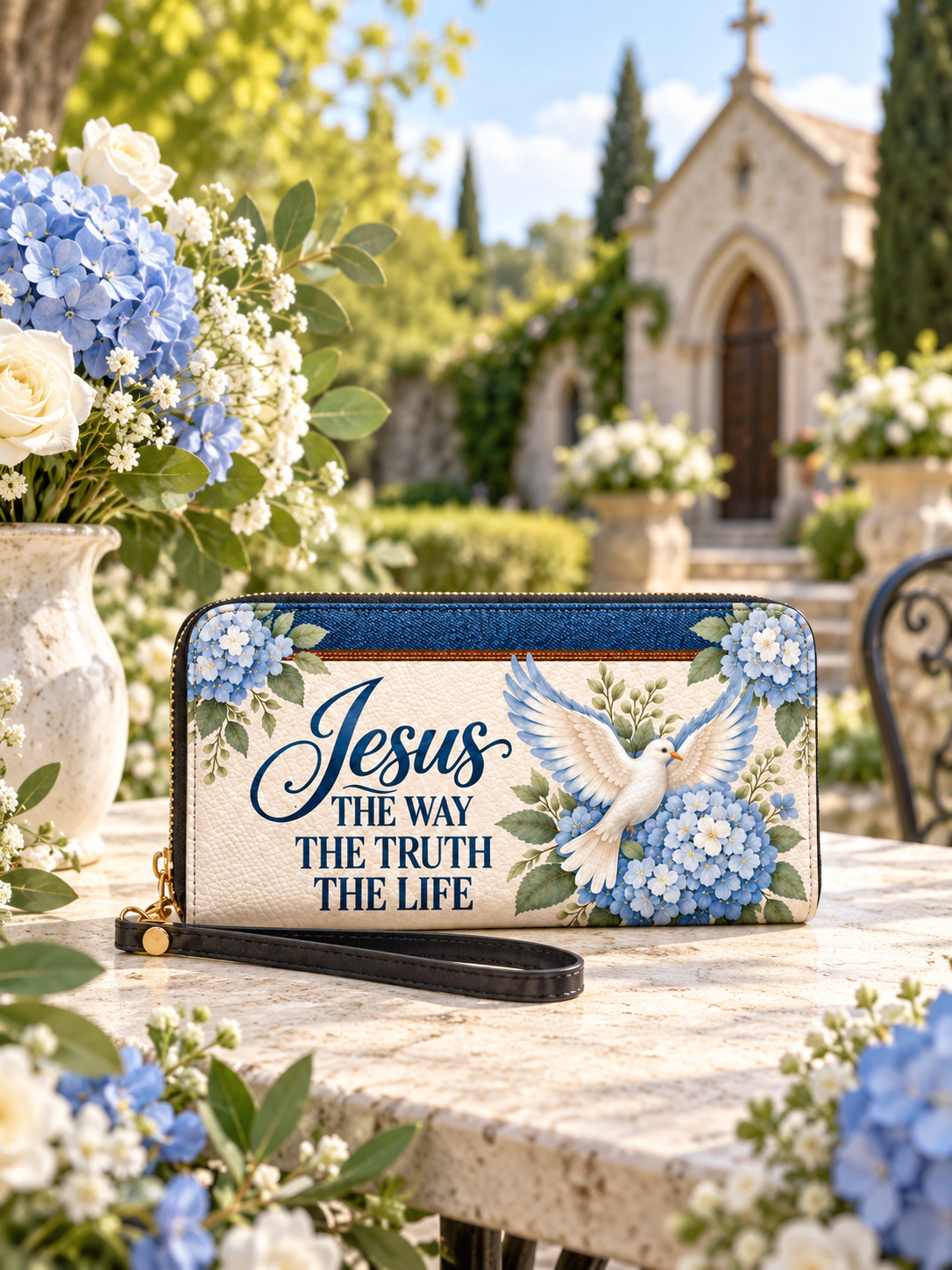 Living Promise PU Leather Wallet - Christian Wallet, styled in the home