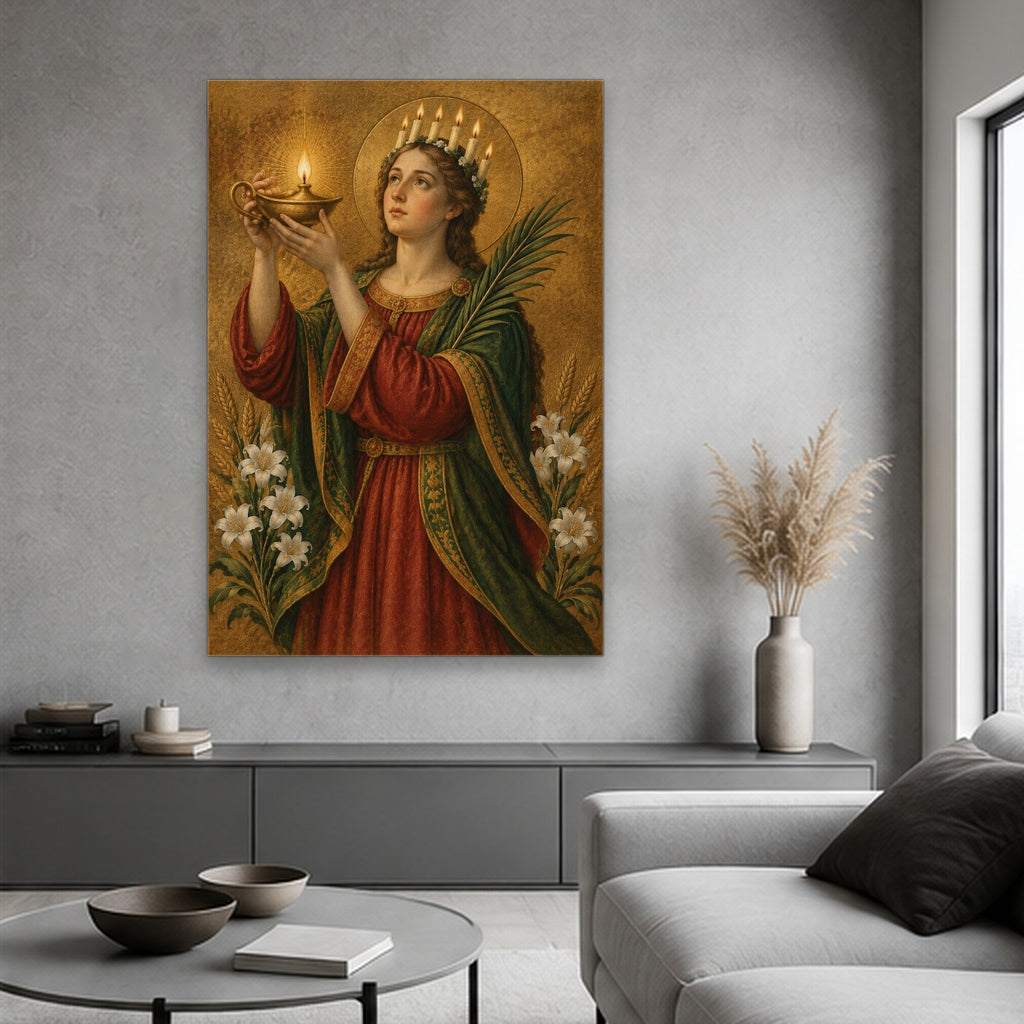 Lucia Lucis Canvas Wall Art - Catholic Wall Art, hanging display
