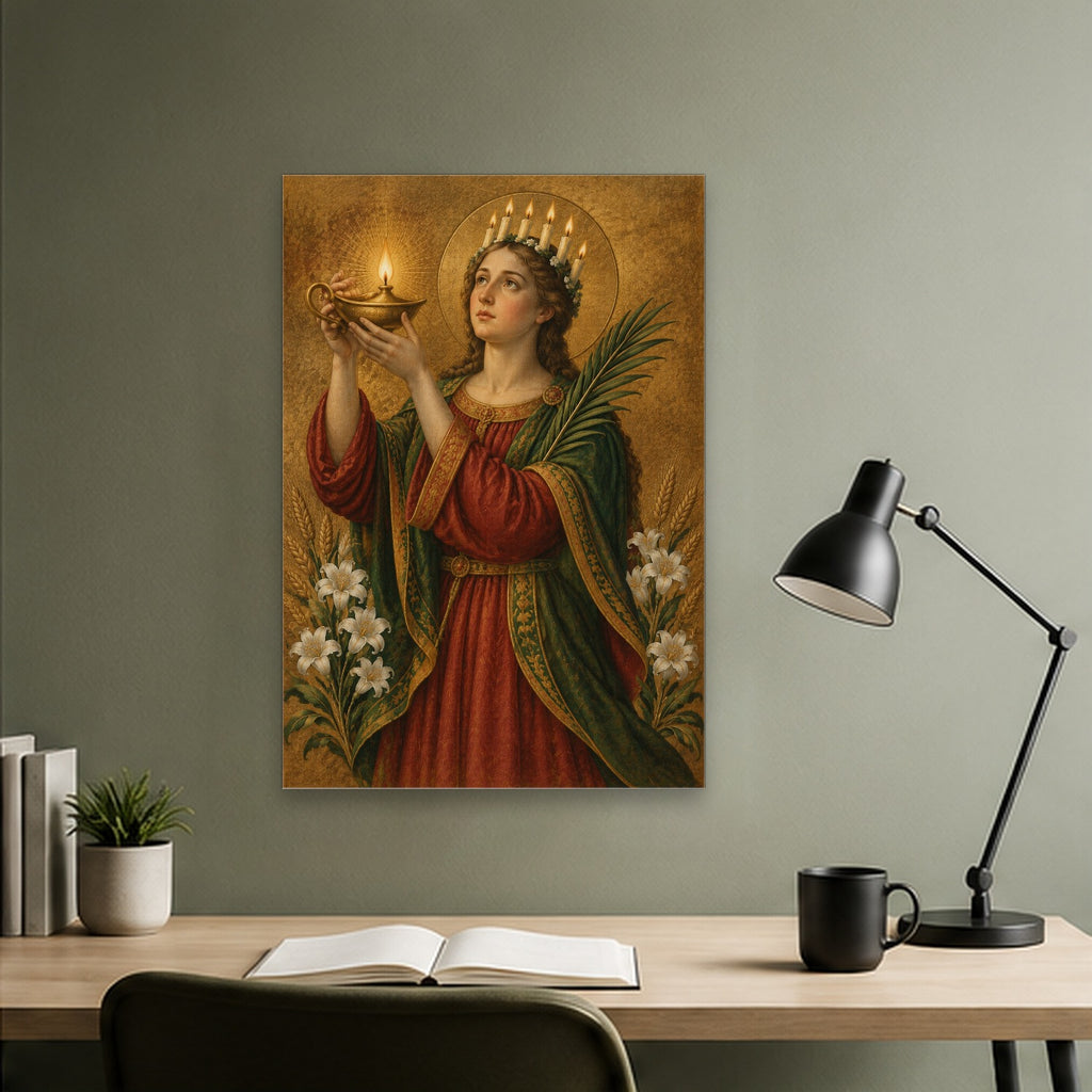 Lucia Lucis Canvas Wall Art - Catholic Wall Art, close-up of the print