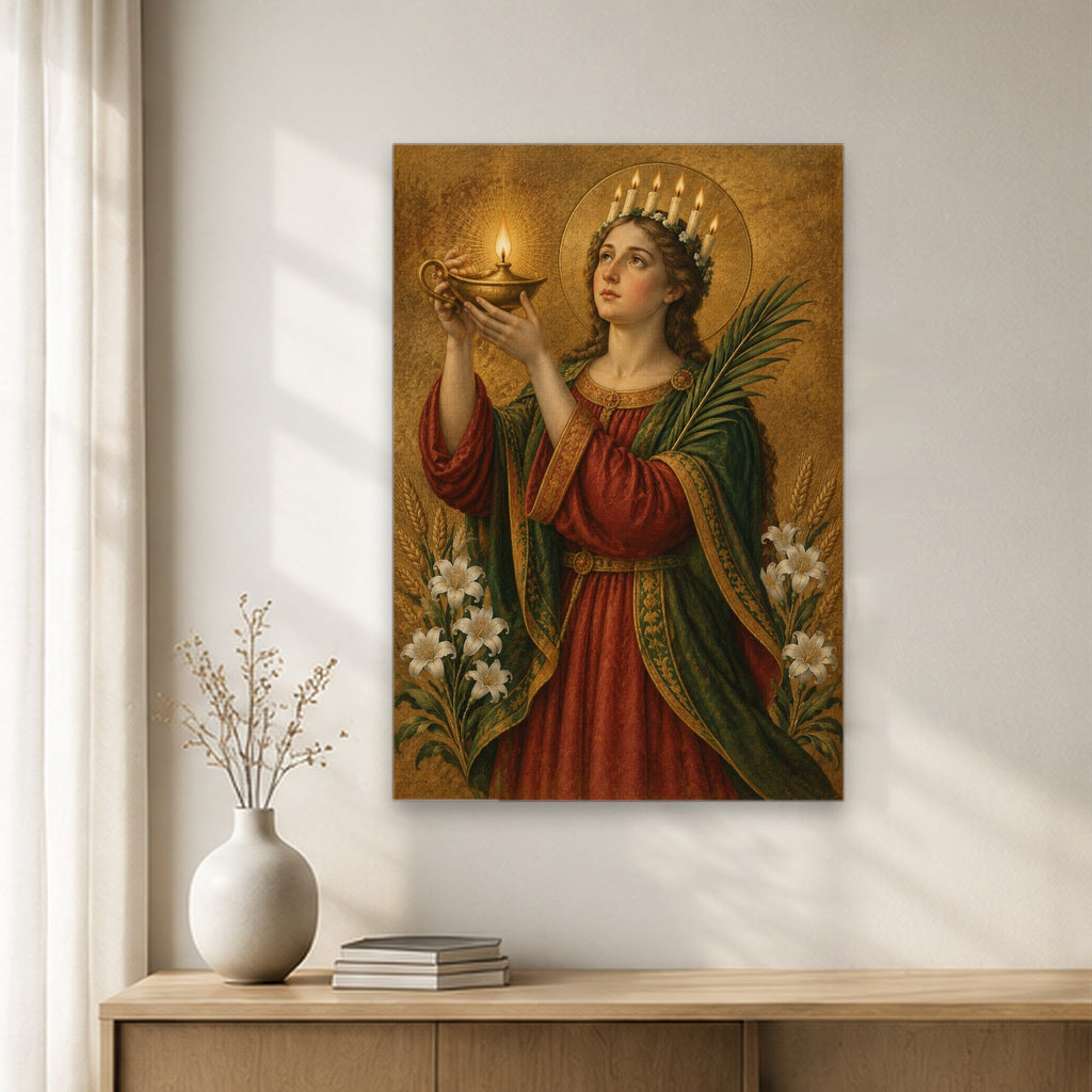 Lucia Lucis Canvas Wall Art - Catholic Wall Art, gift presentation