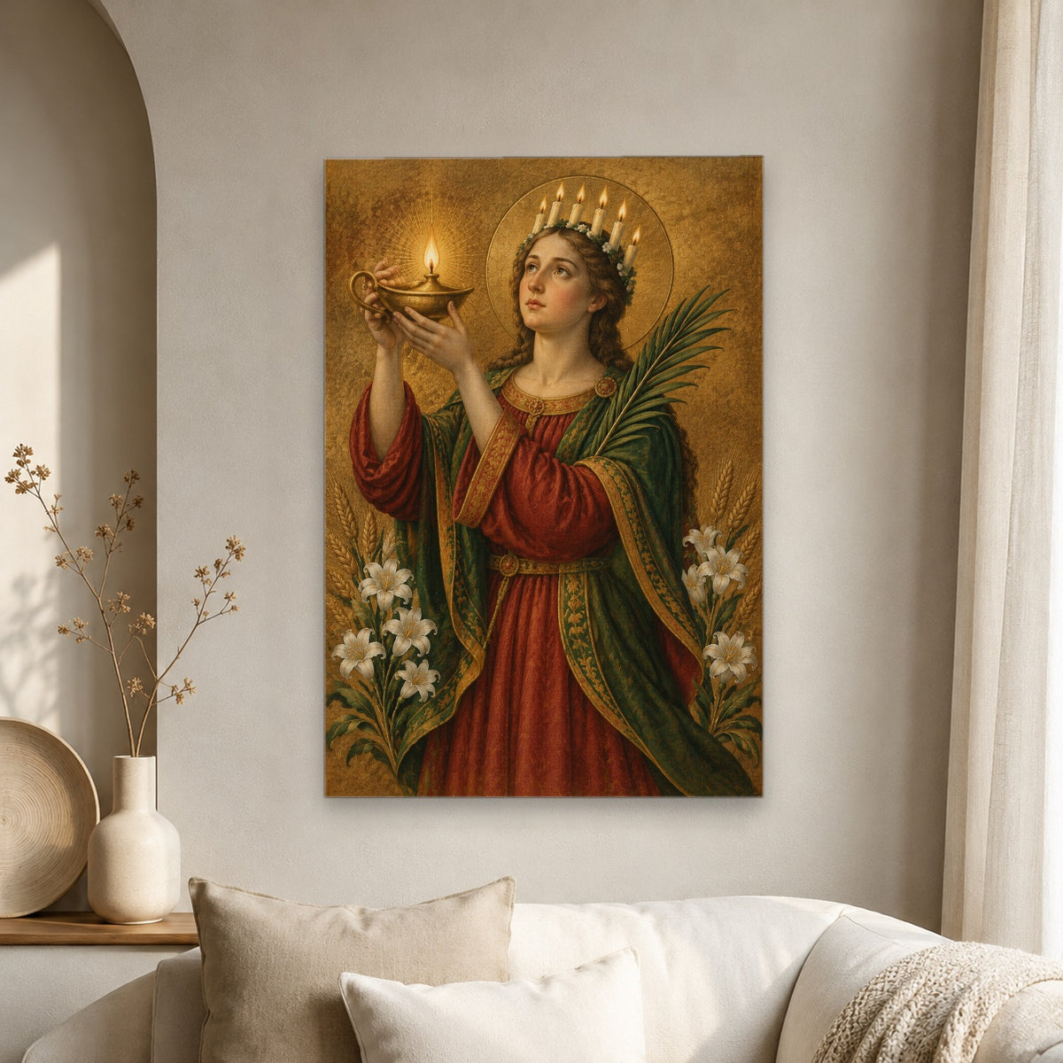 Lucia Lucis Canvas Wall Art - Catholic Wall Art, scale reference