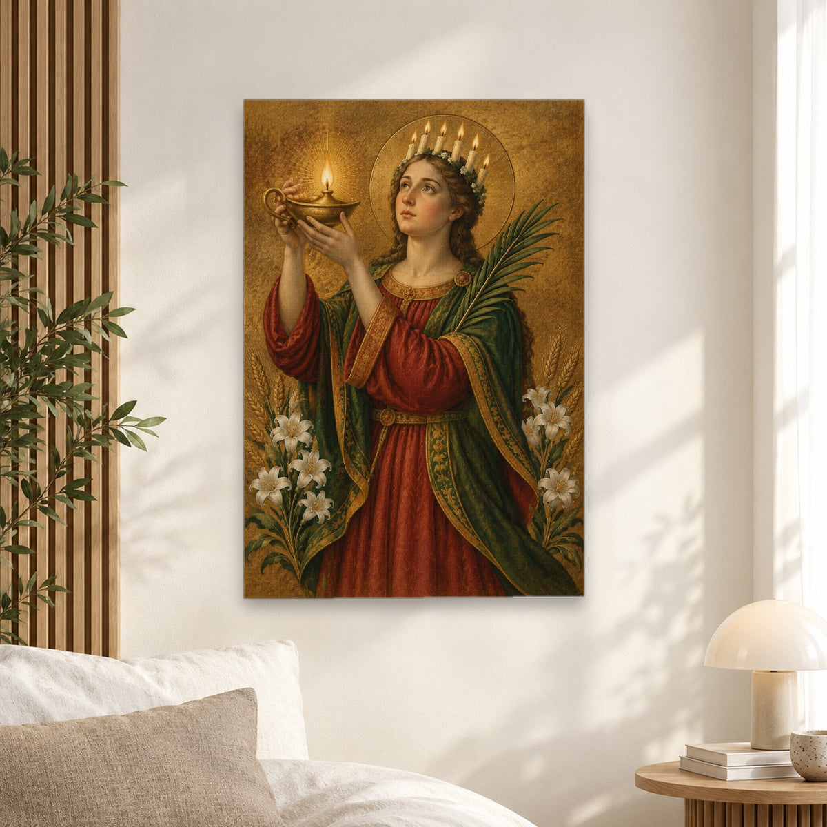Lucia Lucis Canvas Wall Art - Catholic Wall Art, alternate angle