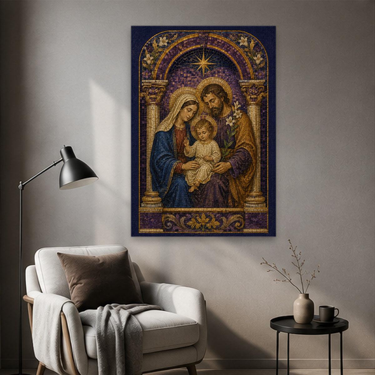 Lumen Familiae Canvas Wall Art - Catholic Wall Art, styled in the home
