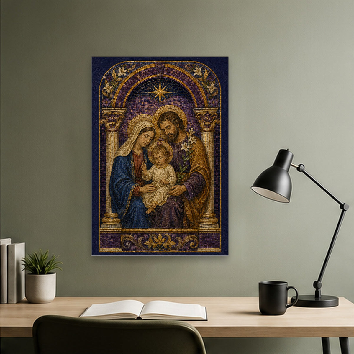 Lumen Familiae Canvas Wall Art - Catholic Wall Art, close-up of the print