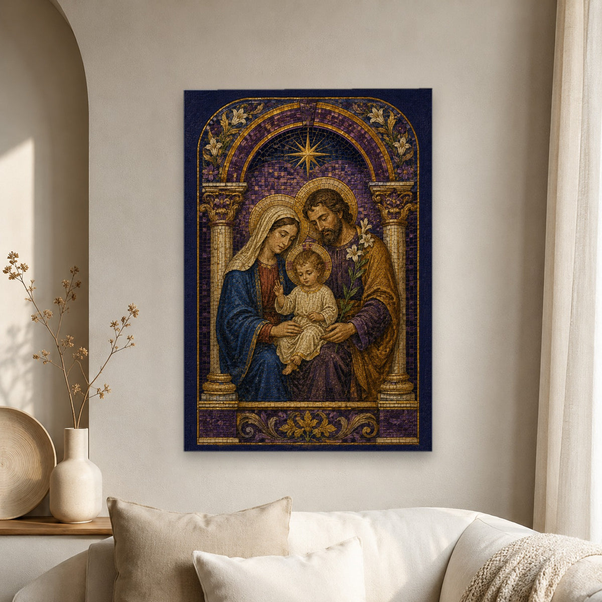 Lumen Familiae Canvas Wall Art - Catholic Wall Art, scale reference