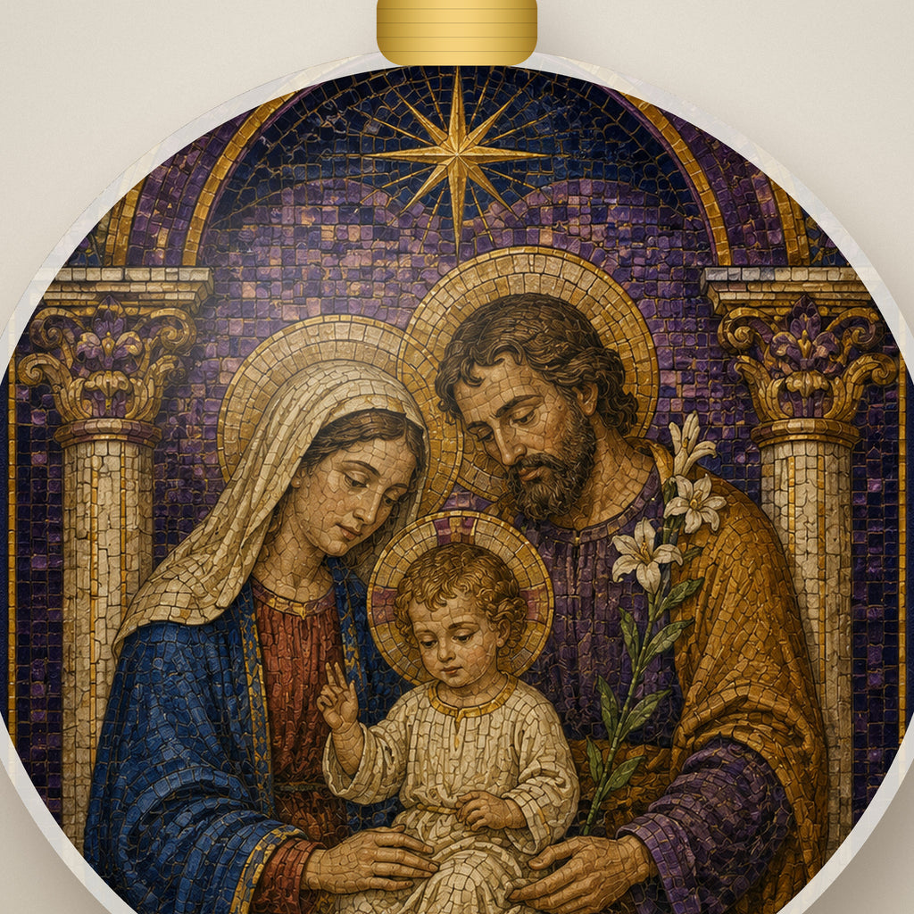 Lumen Familiae Ceramic Ornament - Catholic Christmas Ornament, detail view