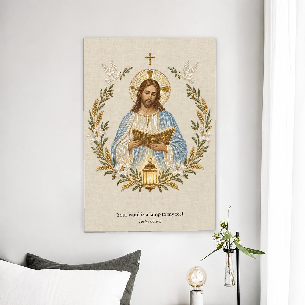 Lumen Verbi Canvas Wall Art - Catholic Wall Art, detail view