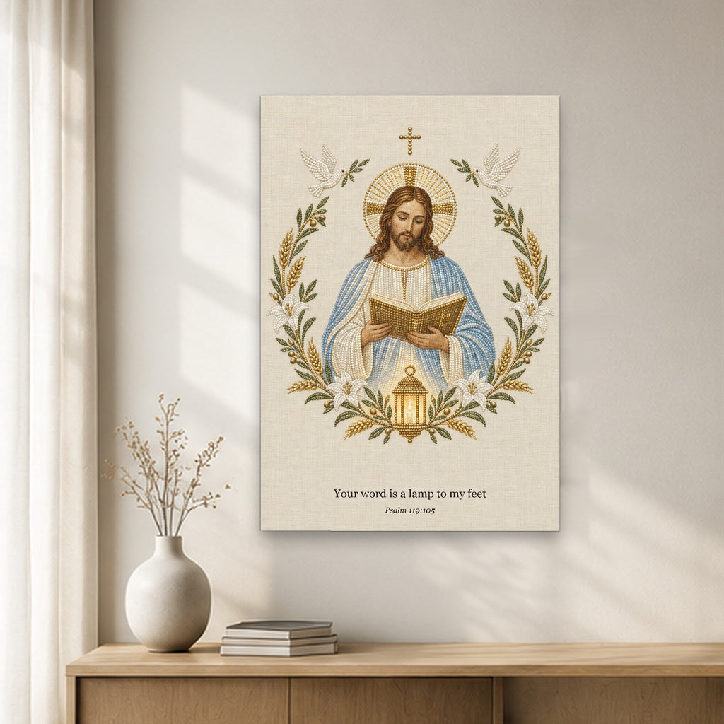 Lumen Verbi Canvas Wall Art - Catholic Wall Art, gift presentation