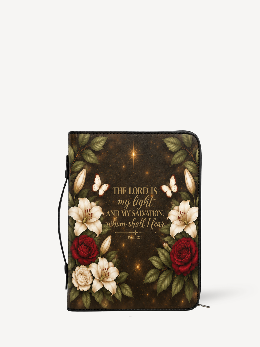 Lux in Tenebris Bible Cover - Leather Bible Cover, front view