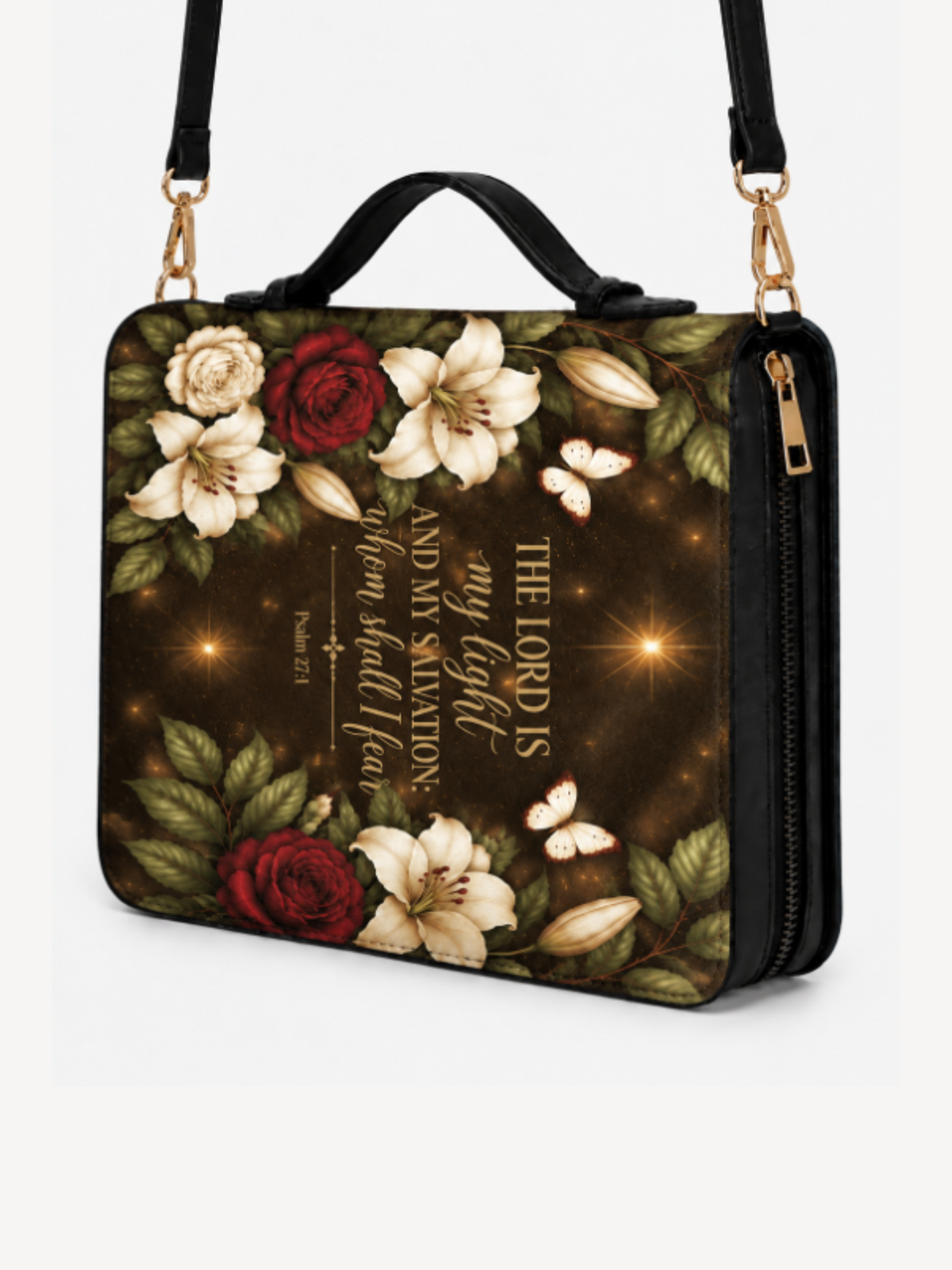 Lux in Tenebris Bible Cover - Leather Bible Cover, gift presentation