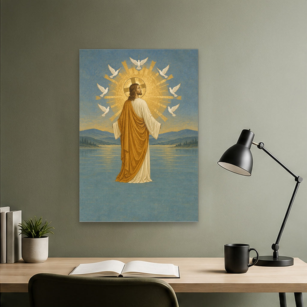Lux Mundi Canvas Wall Art - Catholic Wall Art, close-up of the print
