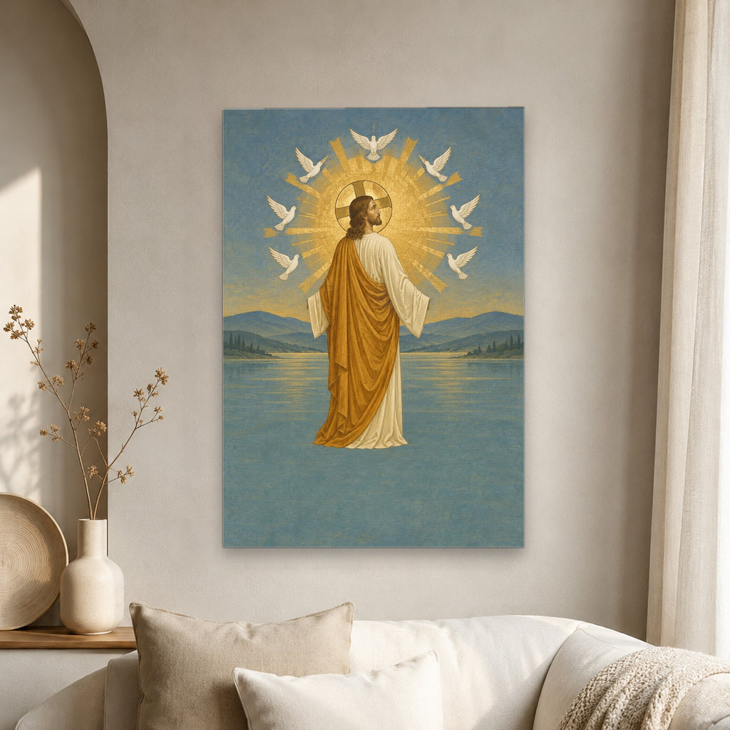 Lux Mundi Canvas Wall Art - Catholic Wall Art, scale reference