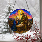 Lux Mundi Glass Suncatcher - Catholic Suncatcher, detail view