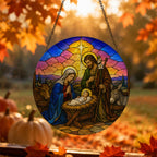 Lux Mundi Glass Suncatcher - Catholic Suncatcher, hanging display