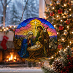 Lux Mundi Glass Suncatcher - Catholic Suncatcher, close-up of the print