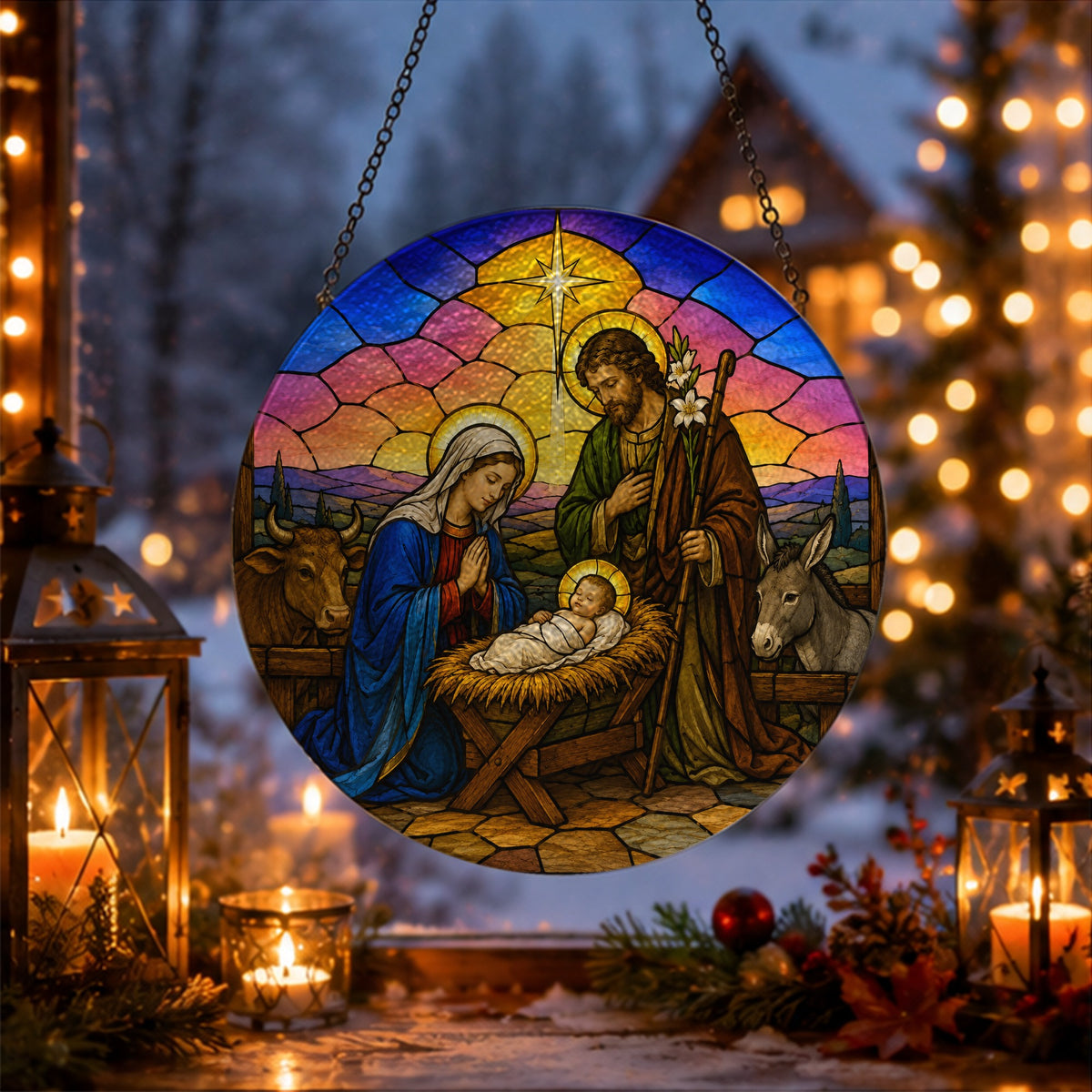 Lux Mundi Glass Suncatcher - Catholic Suncatcher, gift presentation