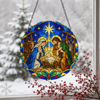 Lux Mundi II Glass Suncatcher - Catholic Suncatcher, detail view