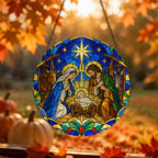 Lux Mundi II Glass Suncatcher - Catholic Suncatcher, hanging display