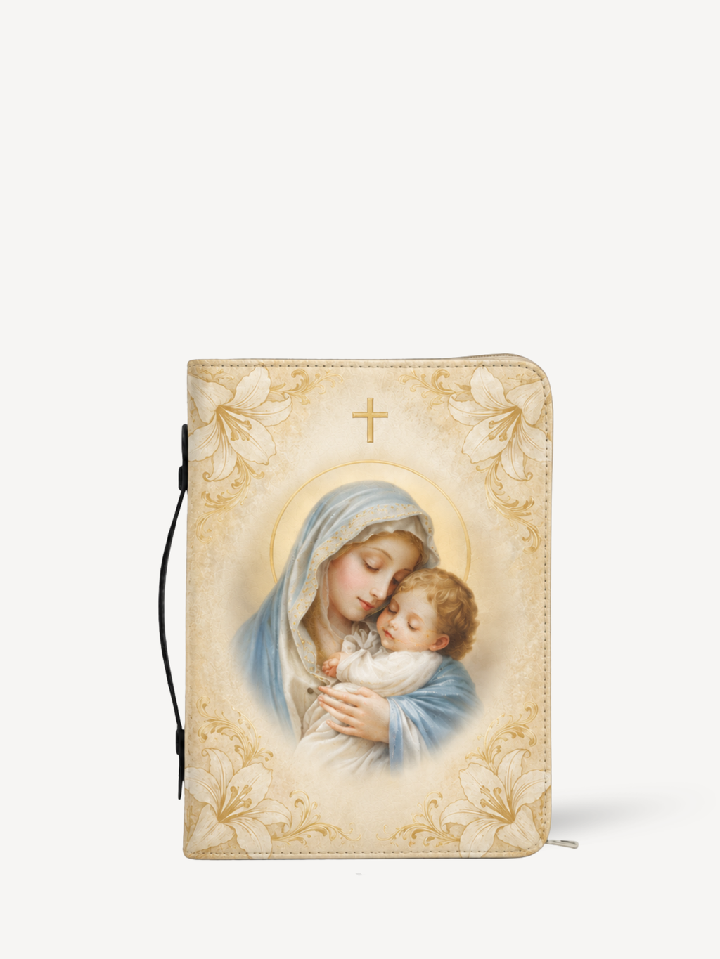 Madonna Bible Cover - Leather Bible Cover, front view