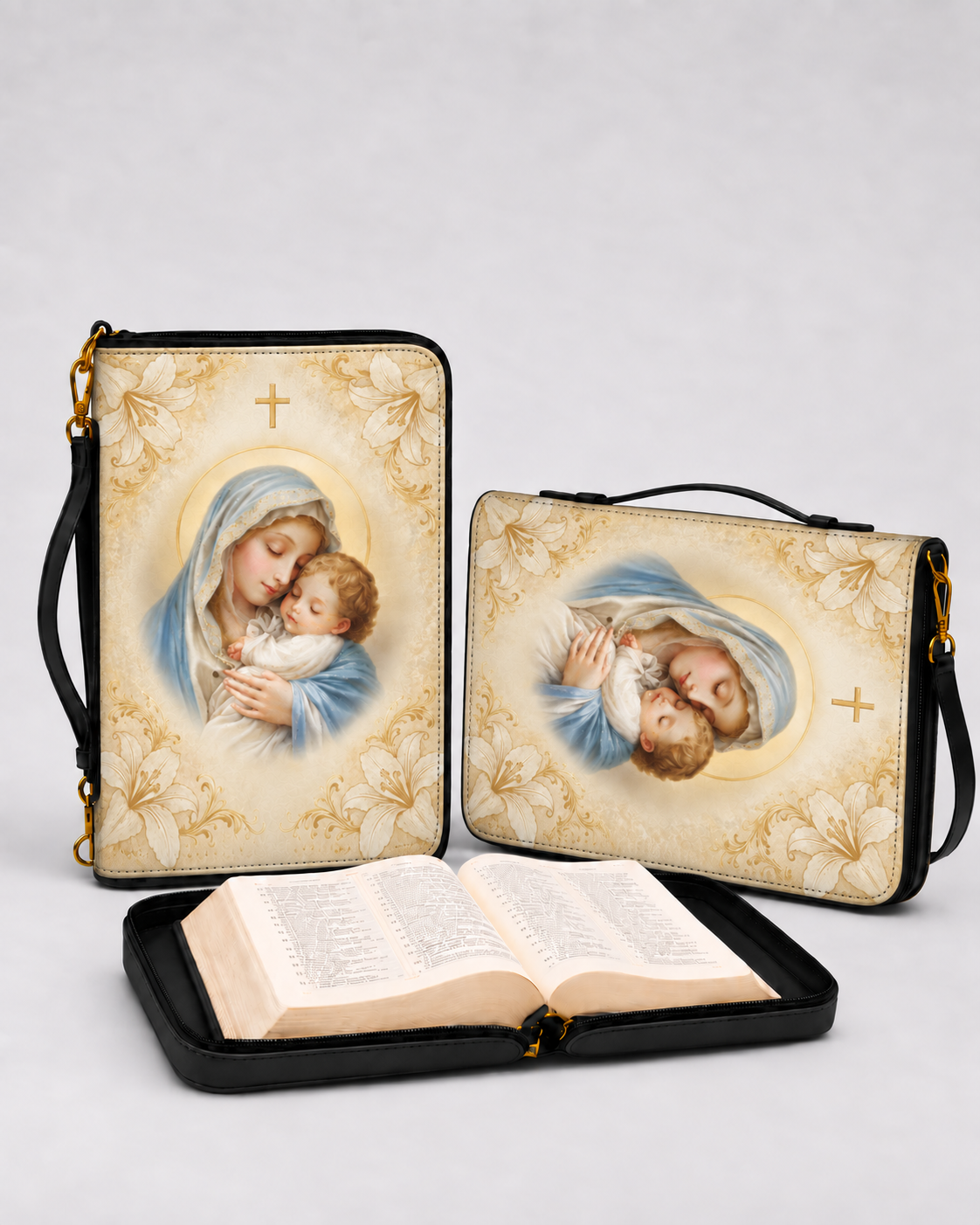 Madonna Bible Cover - Leather Bible Cover, detail view
