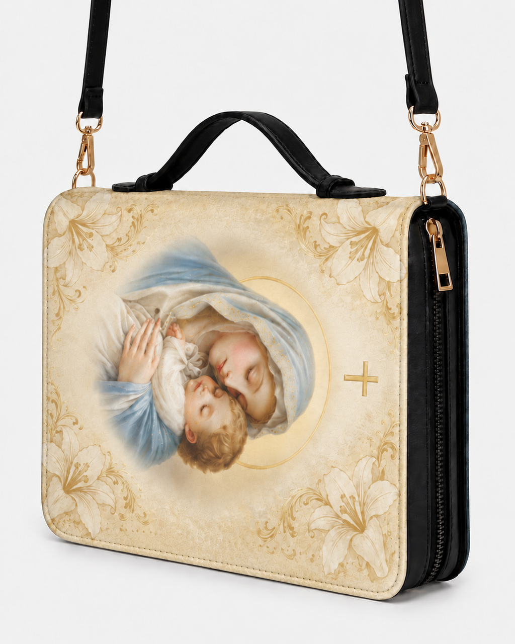 Madonna Bible Cover - Leather Bible Cover, styled in the home