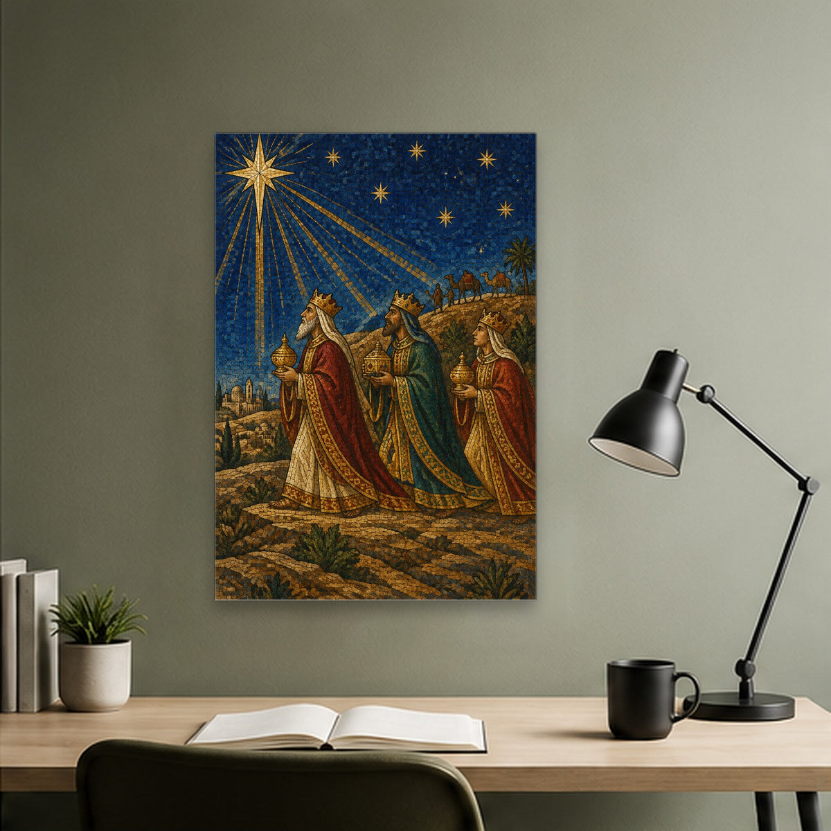 Magi ab Oriente Canvas Wall Art - Catholic Wall Art, close-up of the print