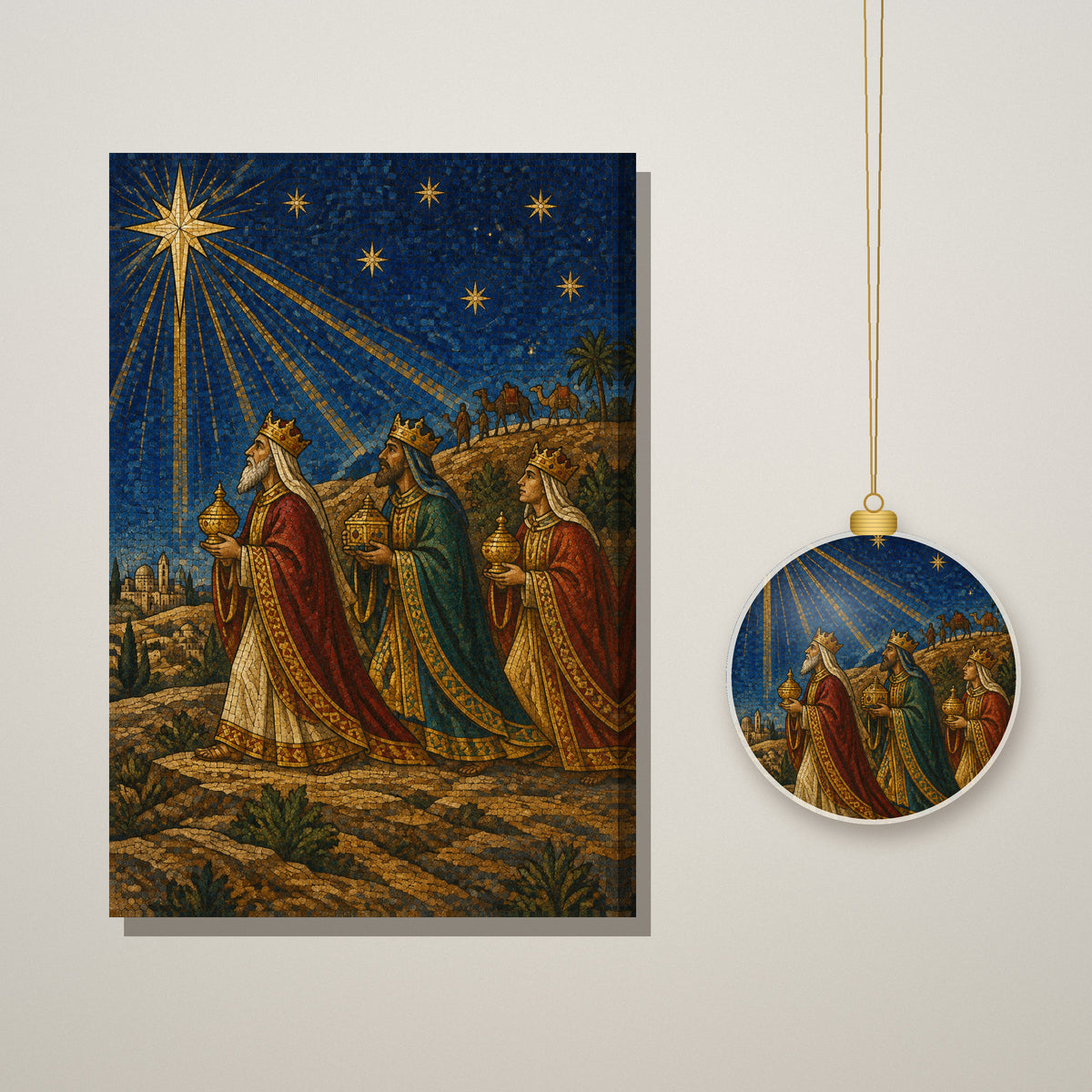 Magi ab Oriente Ceramic Ornament - Catholic Christmas Ornament, styled in the home