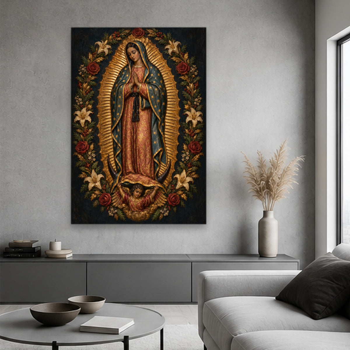 Manto Celeste II Canvas Wall Art - Catholic Wall Art, hanging display