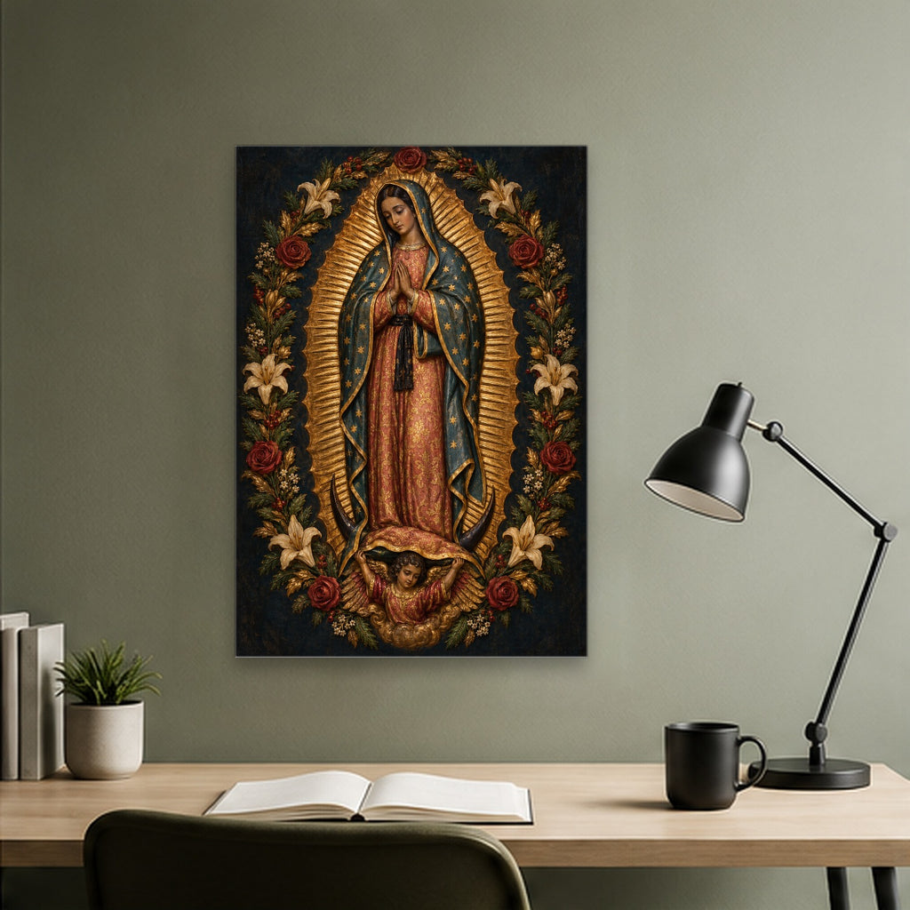 Manto Celeste II Canvas Wall Art - Catholic Wall Art, close-up of the print