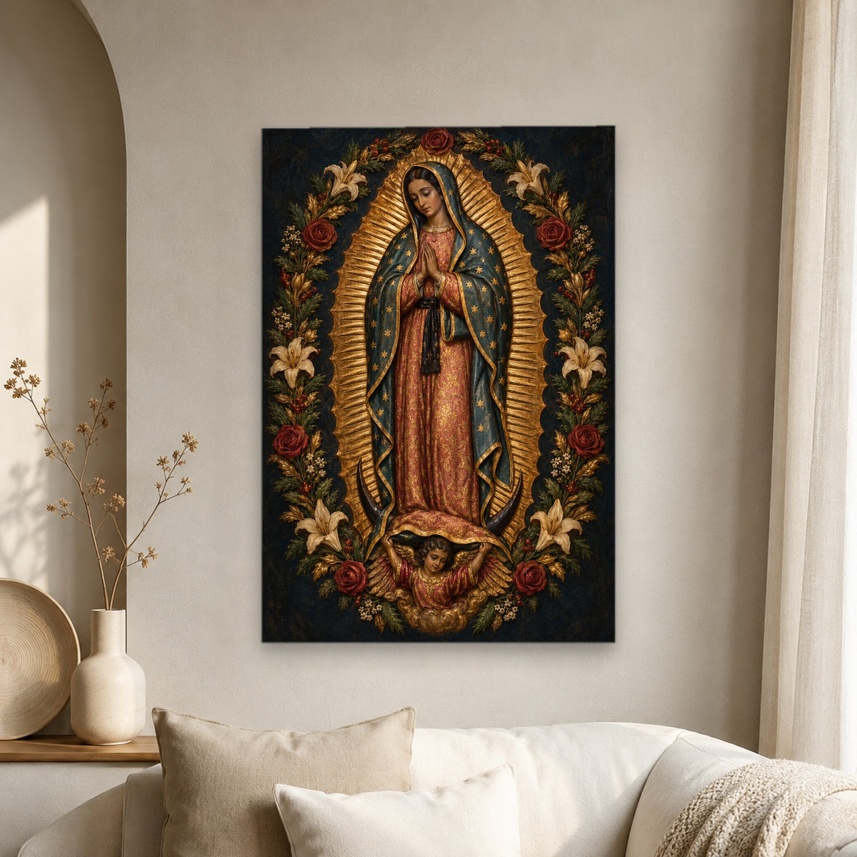 Manto Celeste II Canvas Wall Art - Catholic Wall Art, scale reference