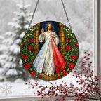 Manus Benedicens IV Glass Suncatcher - Catholic Suncatcher, detail view